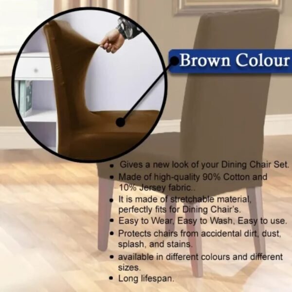 Dining Chair Covers – Dark Brown - Image 2