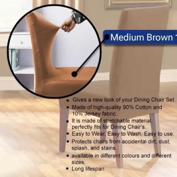 Dining Chair Covers – Medium Brown - Image 2