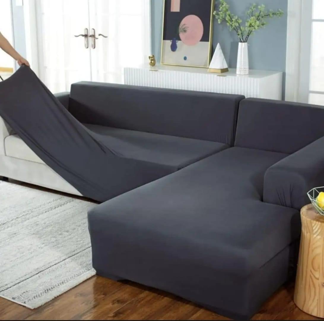 L Shape Sofa Cover - Dark Grey