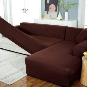 L Shape Sofa Cover - Dark Brown