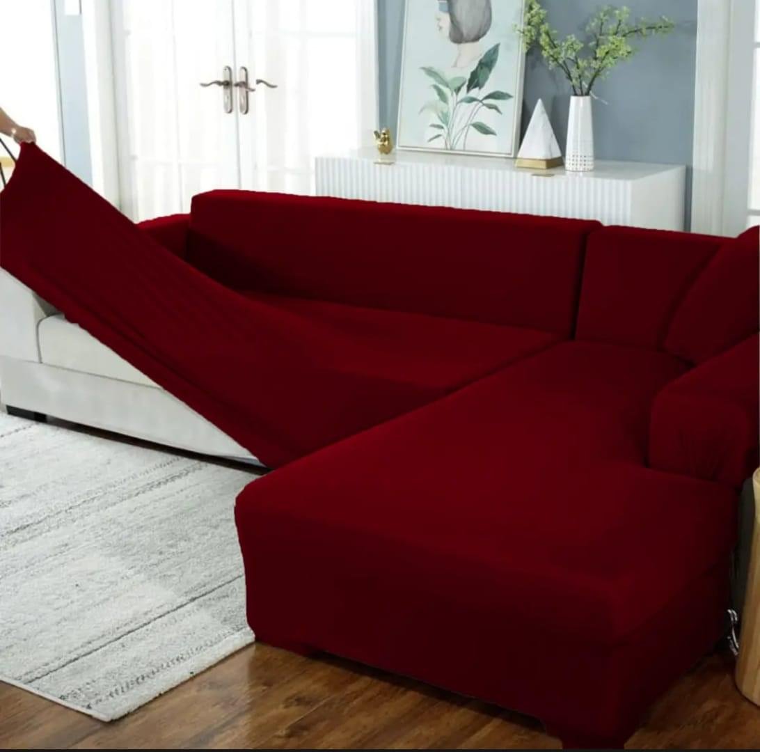 L Shape Sofa Cover - Maroon