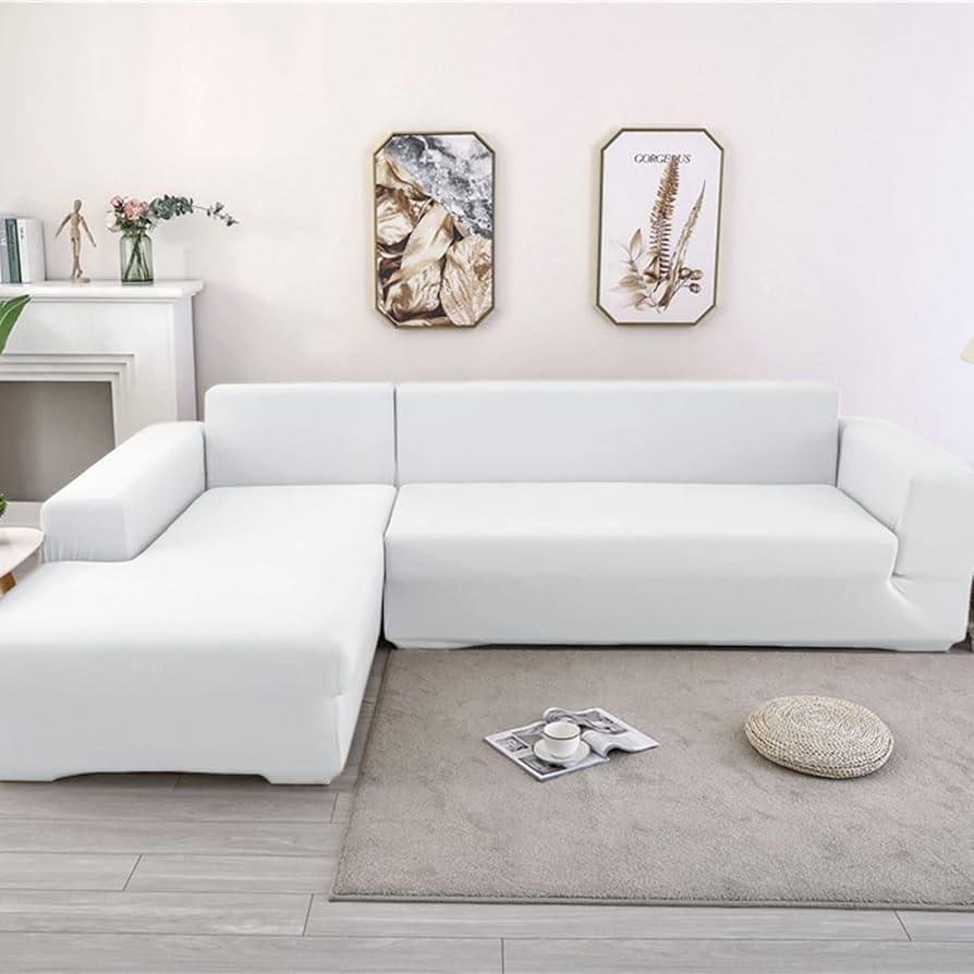 L Shape Sofa Cover - White