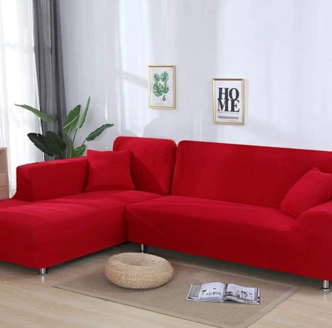 L Shape Sofa Cover - Red