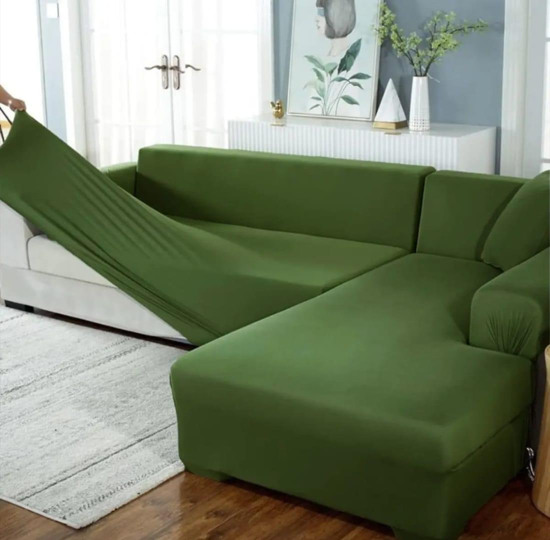 L Shape Sofa Cover - Green